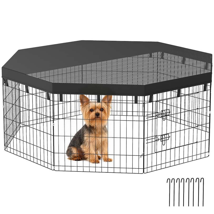 Image 981054.jpg, Product 981-054 / Price $85.99, PawHut 8 Panels Foldable Dog Playpen with Top Cover, 24" High from PawHut on TSC.ca's Home & Garden department