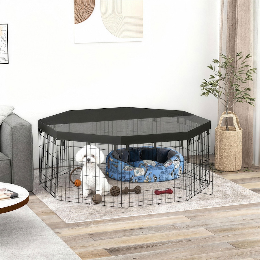Image 981054_ALTMORE1.jpg, Product 981-054 / Price $85.99, PawHut 8 Panels Foldable Dog Playpen with Top Cover, 24" High from PawHut on TSC.ca's Home & Garden department
