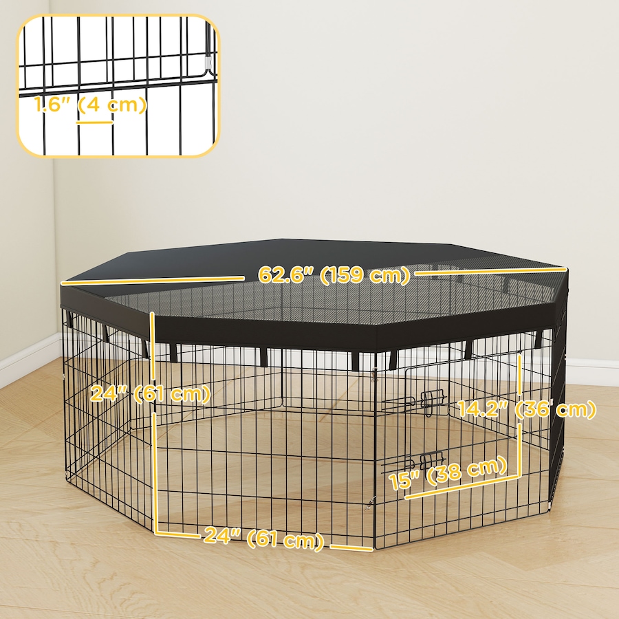 Image 981054_ALTMORE2.jpg, Product 981-054 / Price $85.99, PawHut 8 Panels Foldable Dog Playpen with Top Cover, 24" High from PawHut on TSC.ca's Home & Garden department