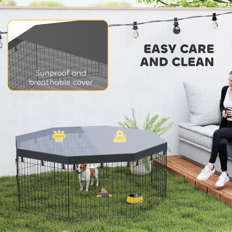 Image 981054_ALTMORE3.jpg, Product 981-054 / Price $85.99, PawHut 8 Panels Foldable Dog Playpen with Top Cover, 24" High from PawHut on TSC.ca's Home & Garden department