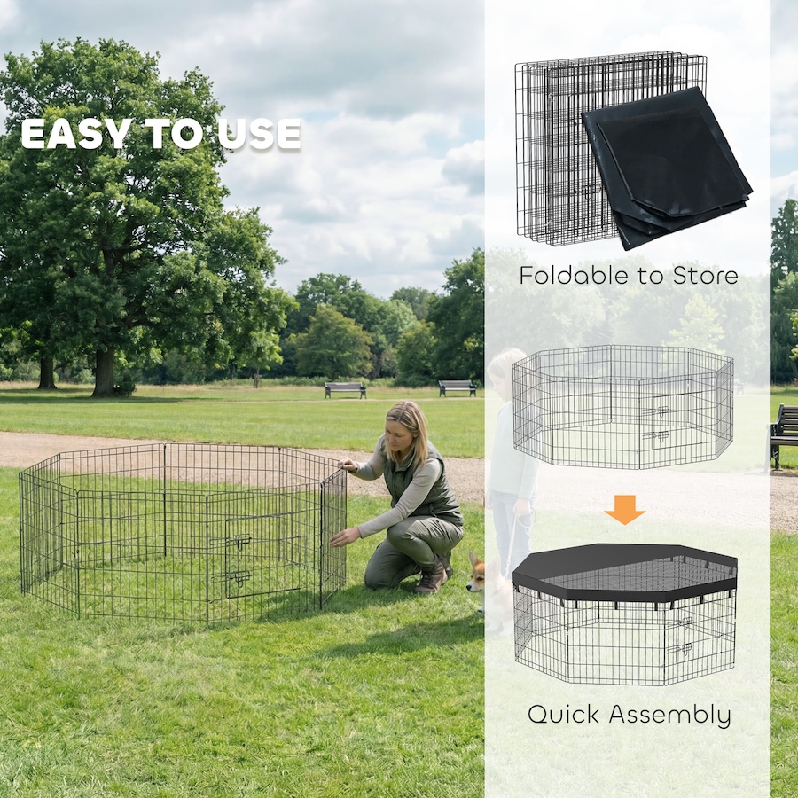 Image 981054_ALTMORE4.jpg, Product 981-054 / Price $85.99, PawHut 8 Panels Foldable Dog Playpen with Top Cover, 24" High from PawHut on TSC.ca's Home & Garden department