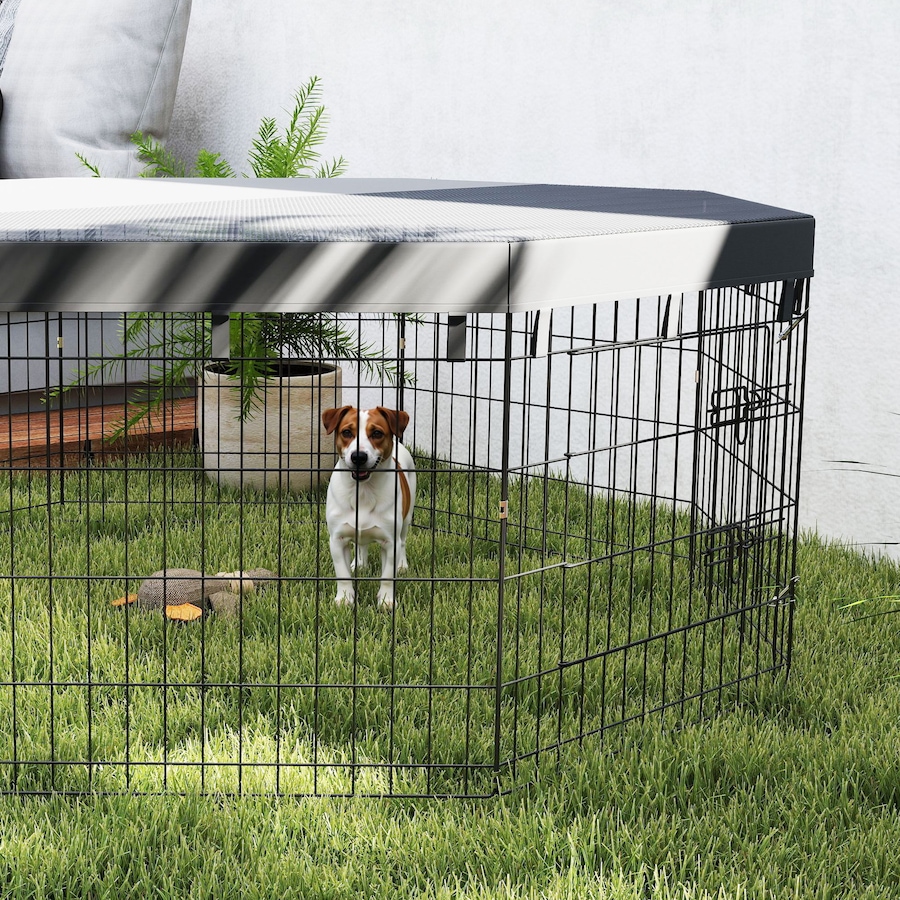Image 981054_ALTMORE7.jpg, Product 981-054 / Price $85.99, PawHut 8 Panels Foldable Dog Playpen with Top Cover, 24" High from PawHut on TSC.ca's Home & Garden department