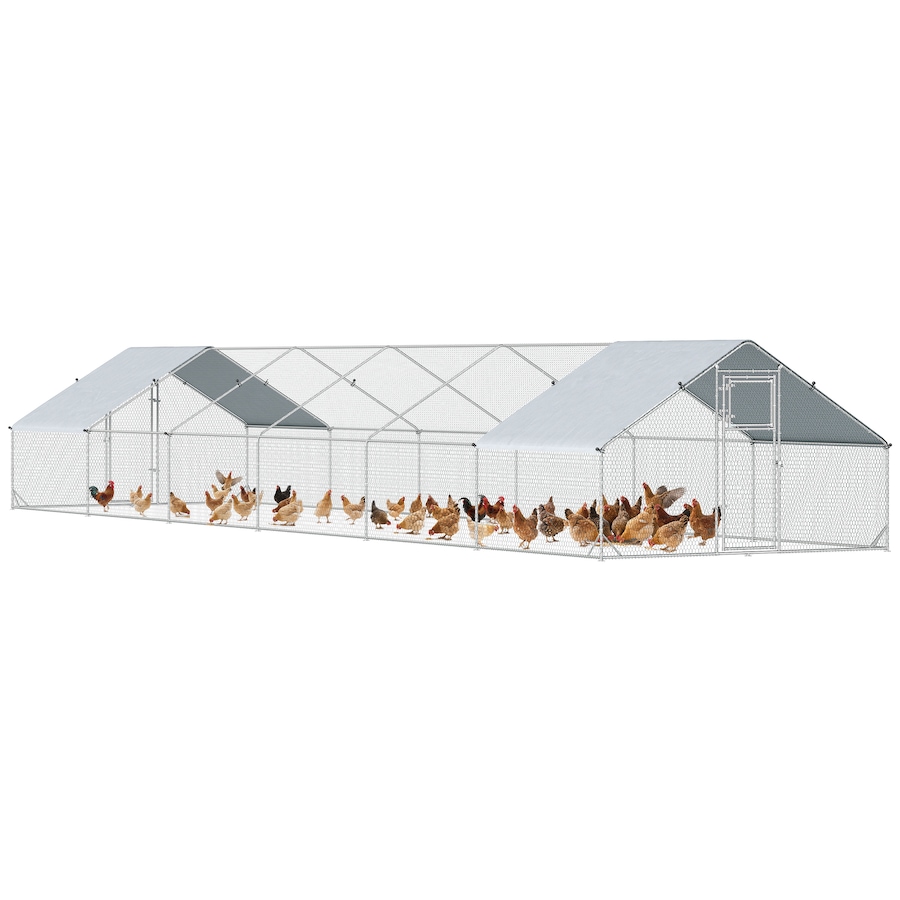 Image 981055.jpg, Product 981-055 / Price $559.99, PawHut Galvanized Large Chicken Coop Cage Walk-in Enclosure 39.4' x 9.8' x 6.4' from PawHut on TSC.ca's Home & Garden department