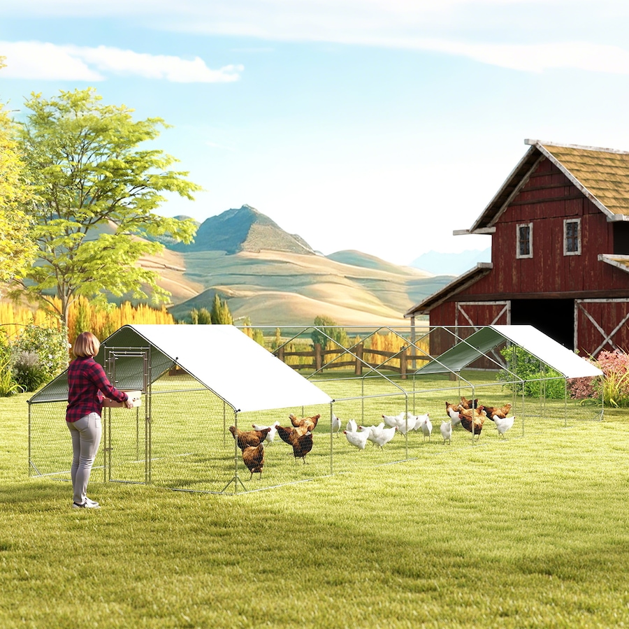 Image 981055_ALTMORE1.jpg, Product 981-055 / Price $559.99, PawHut Galvanized Large Chicken Coop Cage Walk-in Enclosure 39.4' x 9.8' x 6.4' from PawHut on TSC.ca's Home & Garden department