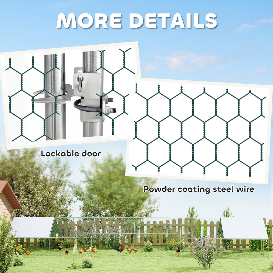 Image 981055_ALTMORE6.jpg, Product 981-055 / Price $559.99, PawHut Galvanized Large Chicken Coop Cage Walk-in Enclosure 39.4' x 9.8' x 6.4' from PawHut on TSC.ca's Home & Garden department