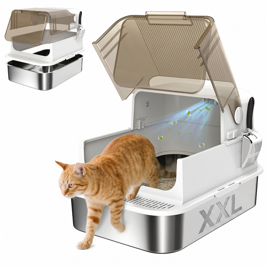 Image 981056.jpg, Product 981-056 / Price $129.99, PawHut Cat Litter Box Easy-Clean Enclosure with Scoop & Flip Lid White from PawHut on TSC.ca's Home & Garden department