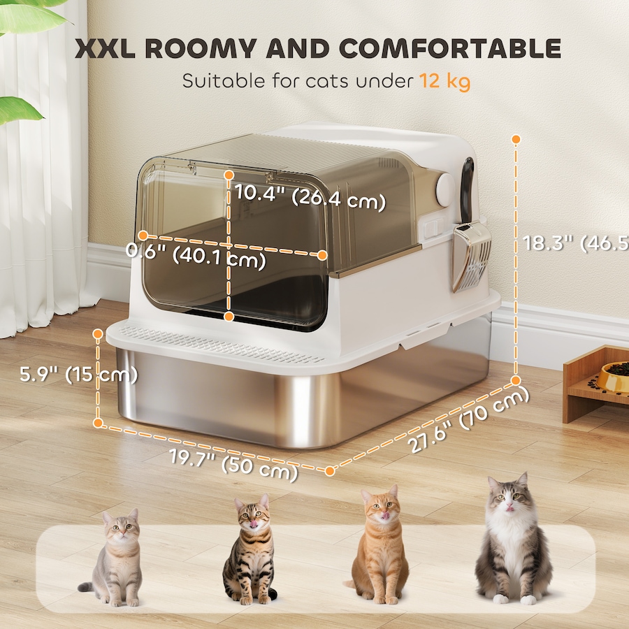 Image 981056_ALTMORE2.jpg, Product 981-056 / Price $129.99, PawHut Cat Litter Box Easy-Clean Enclosure with Scoop & Flip Lid White from PawHut on TSC.ca's Home & Garden department