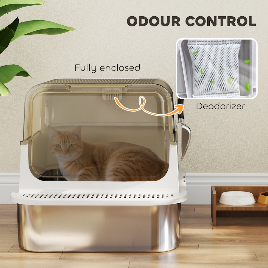 Image 981056_ALTMORE5.jpg, Product 981-056 / Price $129.99, PawHut Cat Litter Box Easy-Clean Enclosure with Scoop & Flip Lid White from PawHut on TSC.ca's Home & Garden department