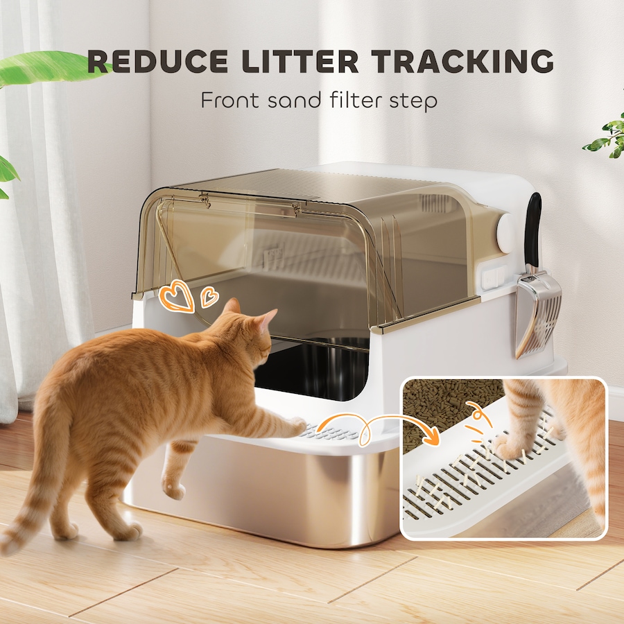 Image 981056_ALTMORE6.jpg, Product 981-056 / Price $129.99, PawHut Cat Litter Box Easy-Clean Enclosure with Scoop & Flip Lid White from PawHut on TSC.ca's Home & Garden department
