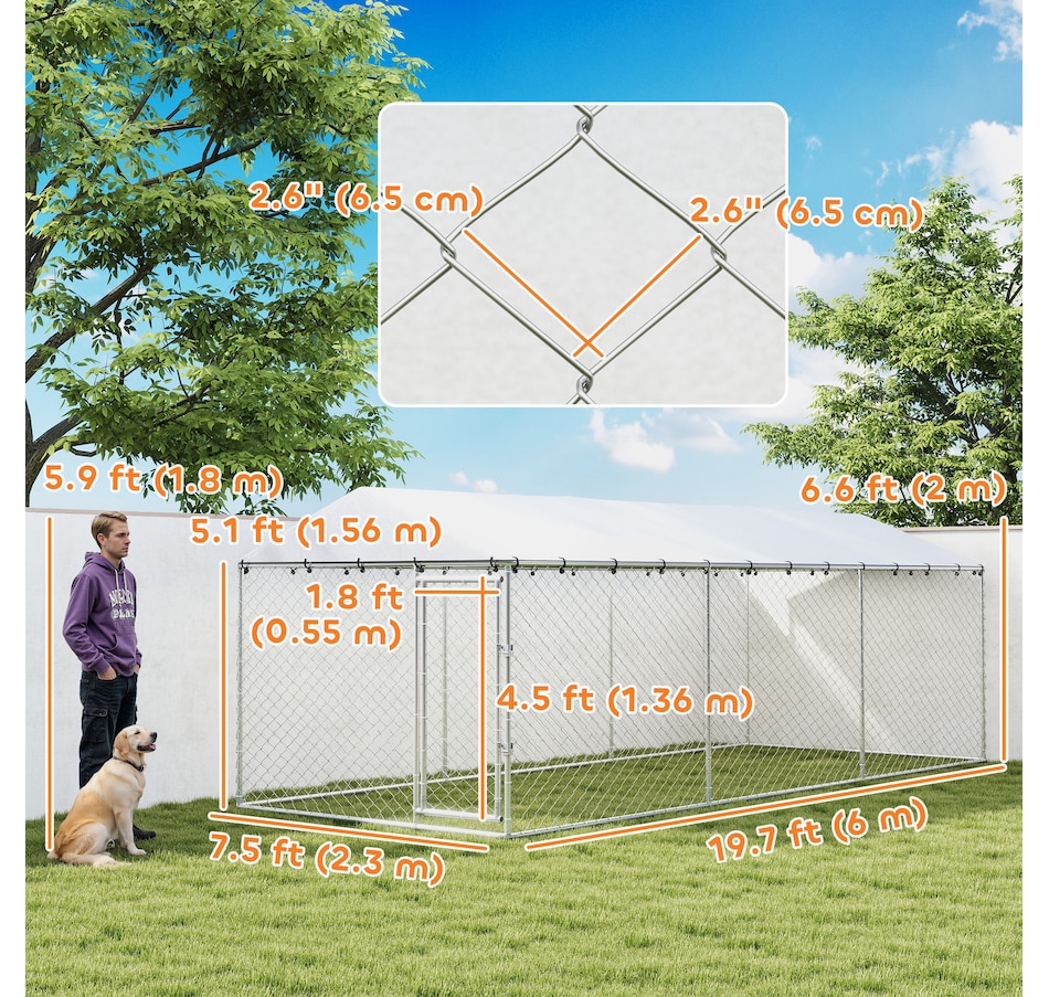 Image 981057_ALTMORE2.jpg, Product 981-057 / Price $669.99, PawHut 19.7' x 7.5' x 6.6' Dog Kennel Outdoor w/ Waterproof Cover from PawHut on TSC.ca's Home & Garden department