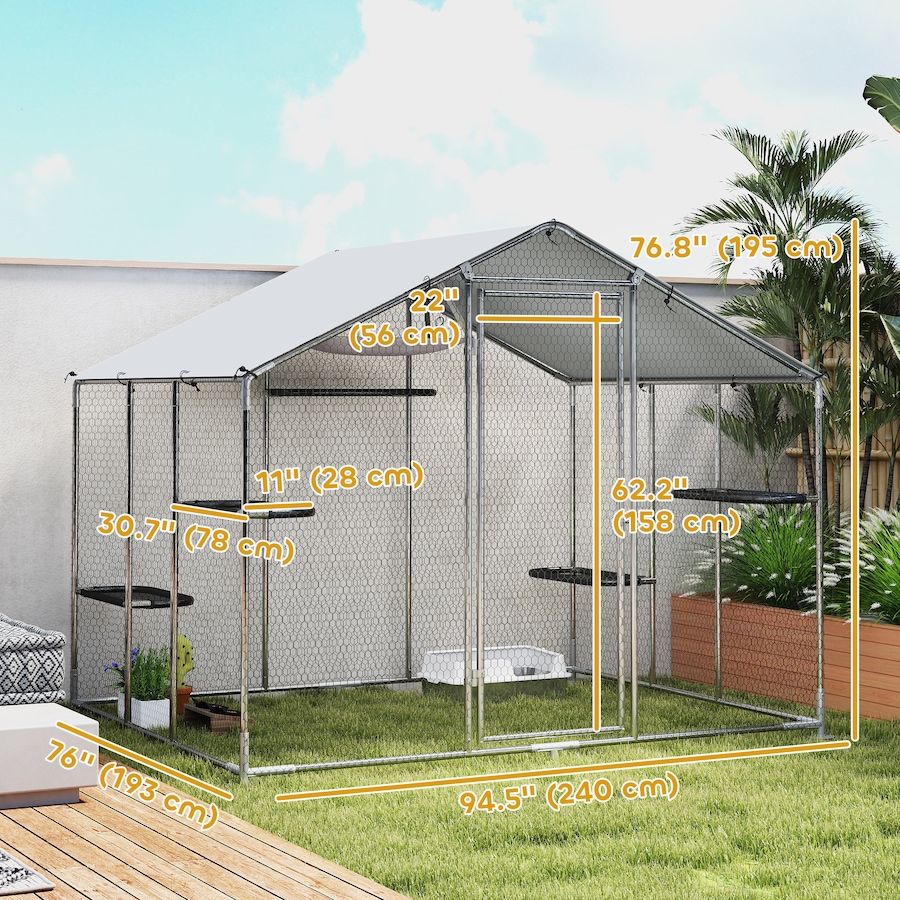 Image 981058_ALTMORE2.jpg, Product 981-058 / Price $359.99, PawHut Walk-in Catio Outdoor Cat Enclosure with Waterproof Cover 94.5" L from PawHut on TSC.ca's Home & Garden department