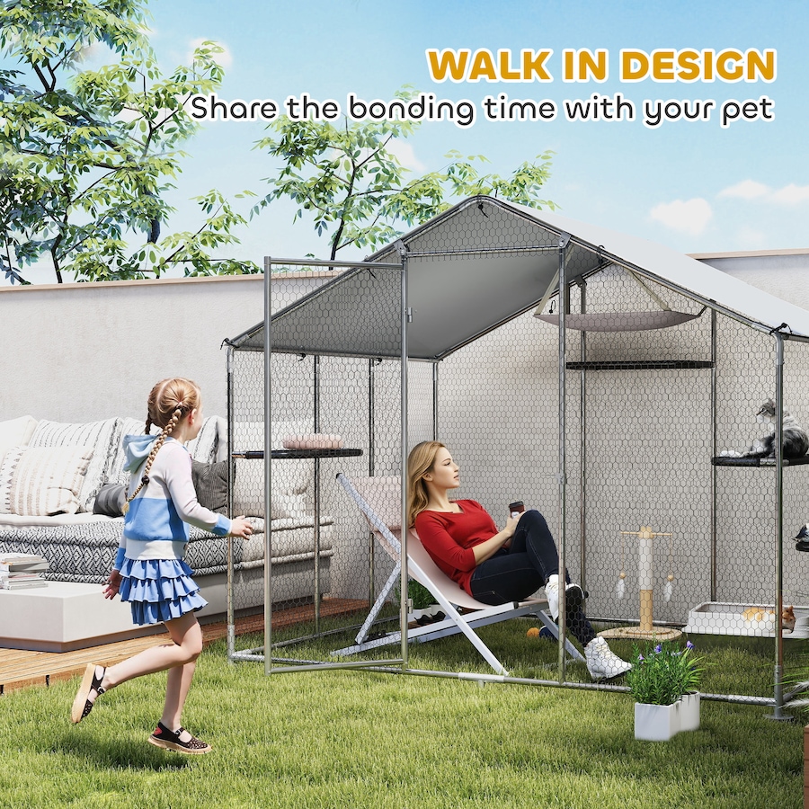 Image 981058_ALTMORE3.jpg, Product 981-058 / Price $359.99, PawHut Walk-in Catio Outdoor Cat Enclosure with Waterproof Cover 94.5" L from PawHut on TSC.ca's Home & Garden department