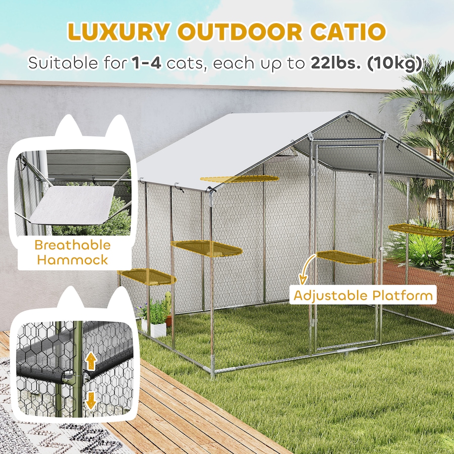 Image 981058_ALTMORE4.jpg, Product 981-058 / Price $359.99, PawHut Walk-in Catio Outdoor Cat Enclosure with Waterproof Cover 94.5" L from PawHut on TSC.ca's Home & Garden department