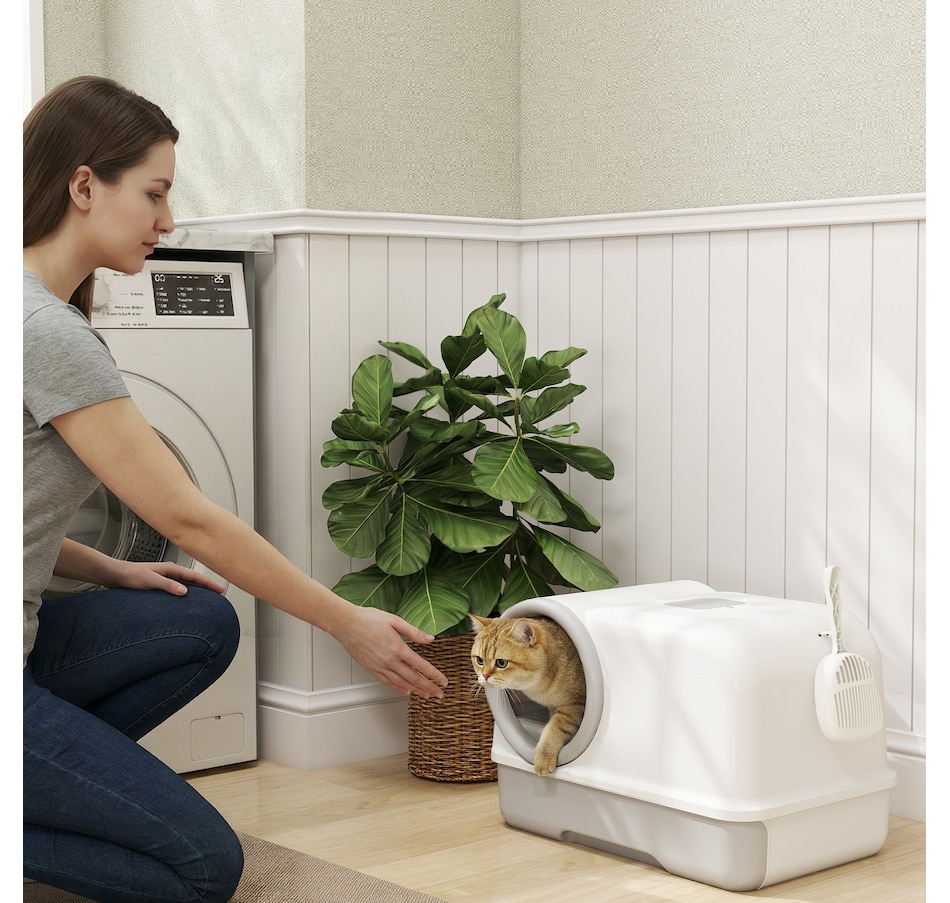 Image 981062_ALTMORE1.jpg, Product 981-062 / Price $42.99, PawHut Cat Litter Box Easy Clean Drawer White and Grey from PawHut on TSC.ca's Home & Garden department