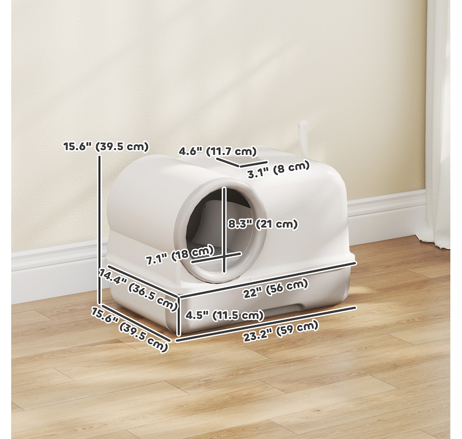 Image 981062_ALTMORE2.jpg, Product 981-062 / Price $42.99, PawHut Cat Litter Box Easy Clean Drawer White and Grey from PawHut on TSC.ca's Home & Garden department