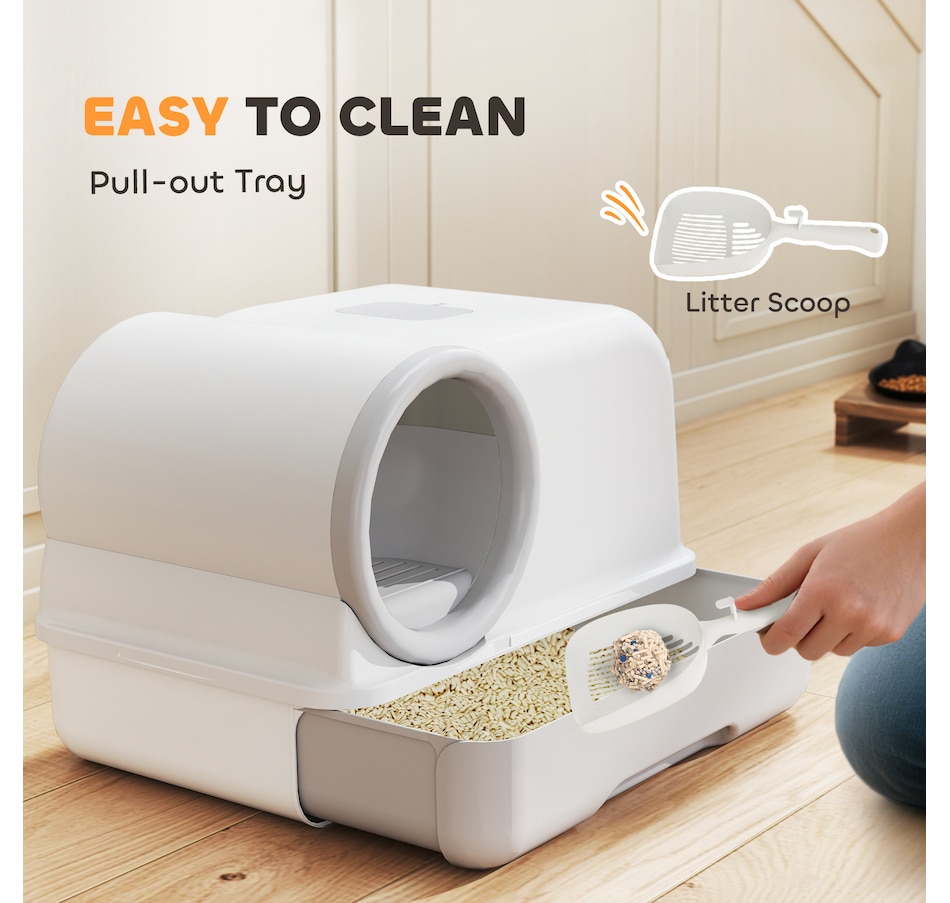 Image 981062_ALTMORE3.jpg, Product 981-062 / Price $42.99, PawHut Cat Litter Box Easy Clean Drawer White and Grey from PawHut on TSC.ca's Home & Garden department