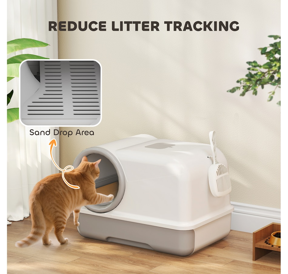 Image 981062_ALTMORE4.jpg, Product 981-062 / Price $42.99, PawHut Cat Litter Box Easy Clean Drawer White and Grey from PawHut on TSC.ca's Home & Garden department