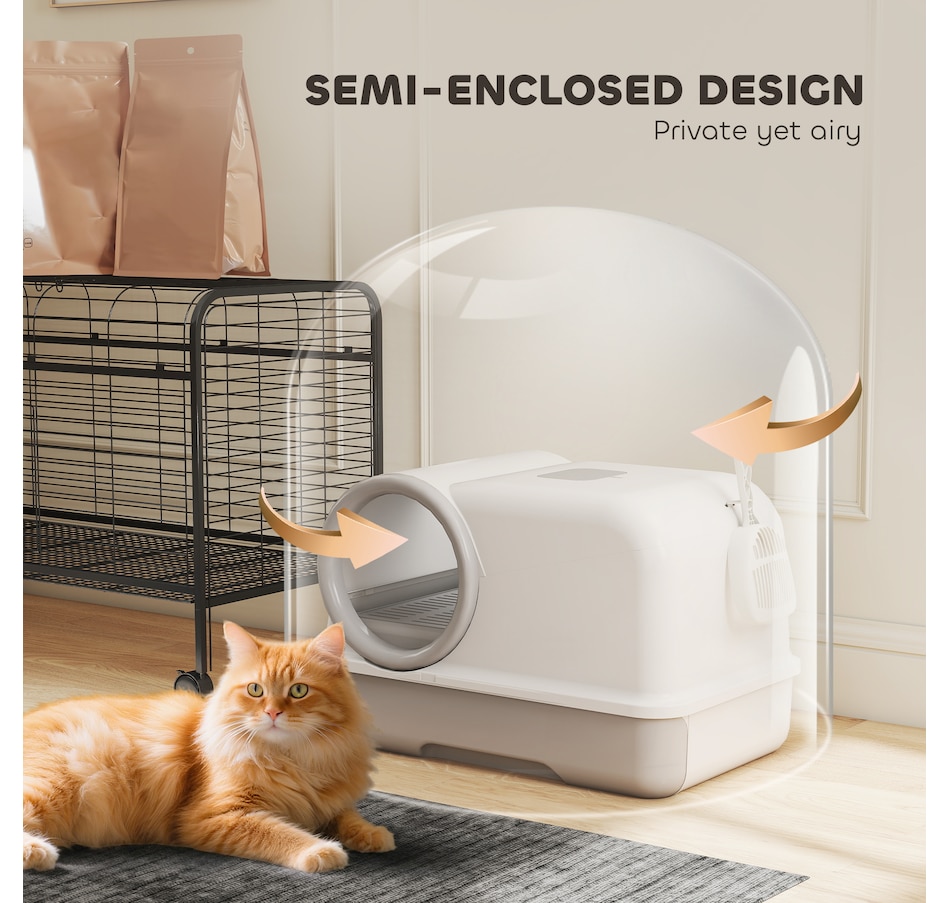Image 981062_ALTMORE6.jpg, Product 981-062 / Price $42.99, PawHut Cat Litter Box Easy Clean Drawer White and Grey from PawHut on TSC.ca's Home & Garden department