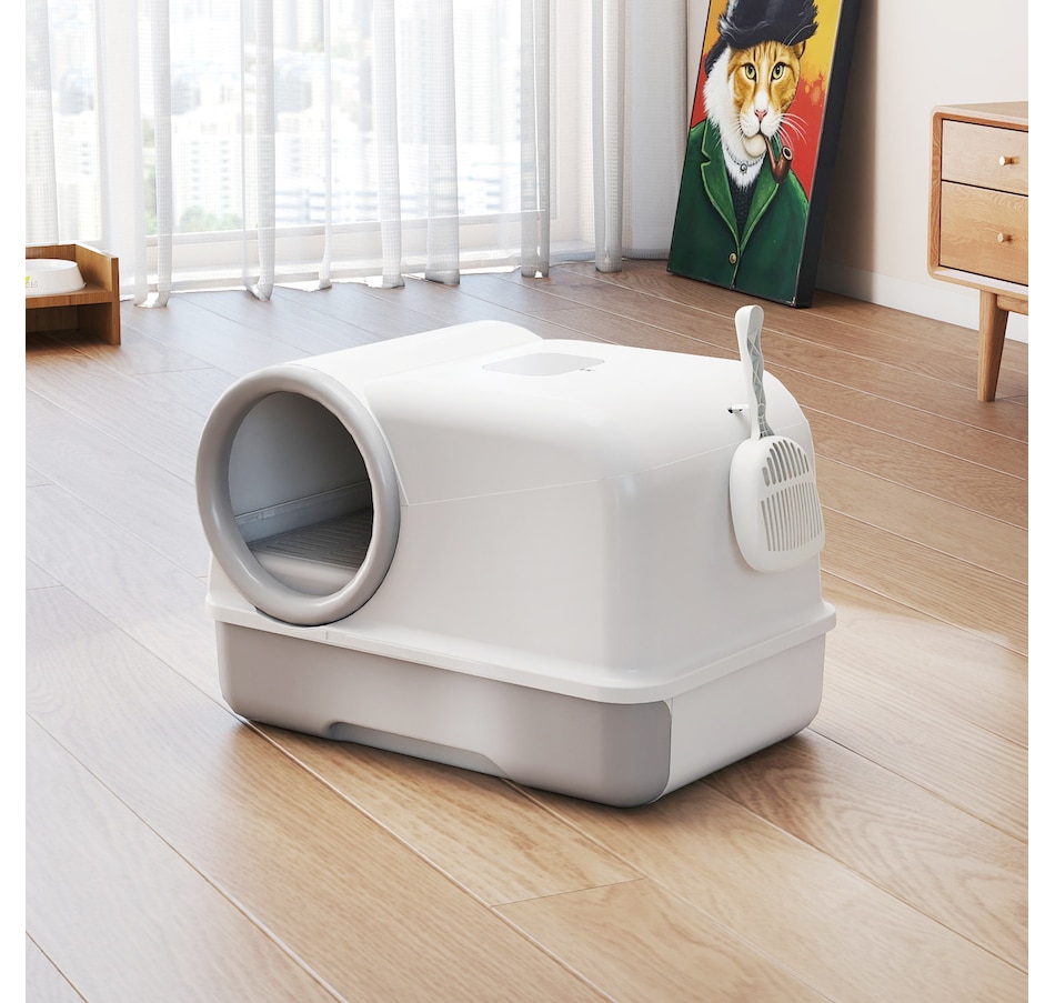 Image 981062_ALTMORE7.jpg, Product 981-062 / Price $42.99, PawHut Cat Litter Box Easy Clean Drawer White and Grey from PawHut on TSC.ca's Home & Garden department