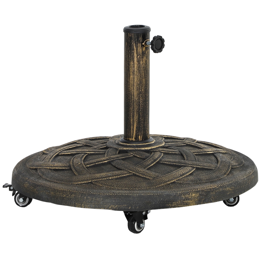 Image 981090.jpg, Product 981-090 / Price $79.99, Outsunny Round Patio Umbrella Base with Wheels, Resin Umbrella Stand Bronze from Outsunny on TSC.ca's Home & Garden department