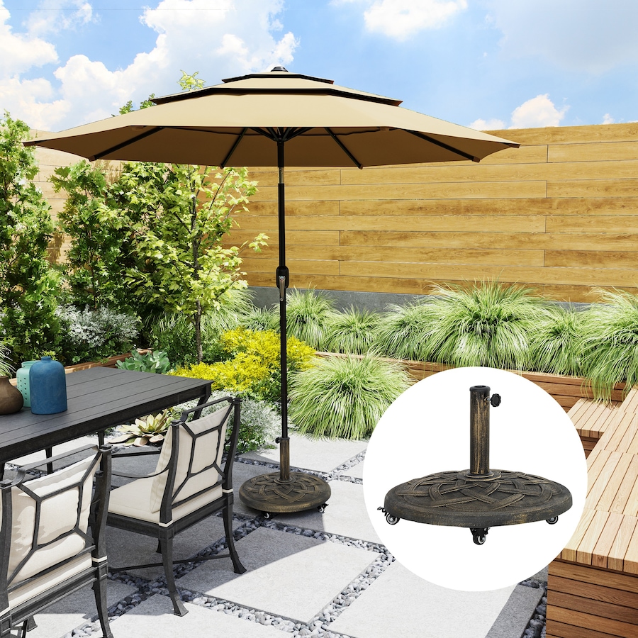 Image 981090_ALTMORE1.jpg, Product 981-090 / Price $79.99, Outsunny Round Patio Umbrella Base with Wheels, Resin Umbrella Stand Bronze from Outsunny on TSC.ca's Home & Garden department