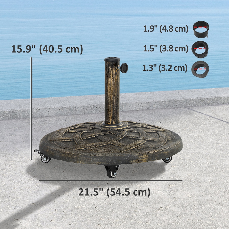 Image 981090_ALTMORE2.jpg, Product 981-090 / Price $79.99, Outsunny Round Patio Umbrella Base with Wheels, Resin Umbrella Stand Bronze from Outsunny on TSC.ca's Home & Garden department