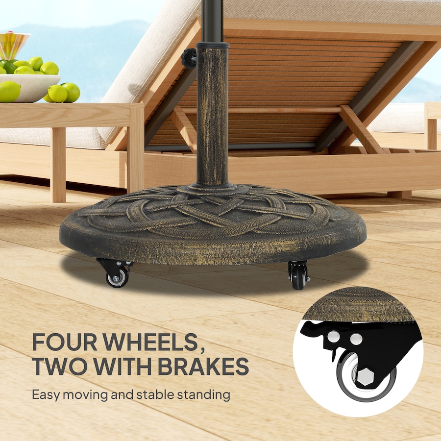 Image 981090_ALTMORE5.jpg, Product 981-090 / Price $79.99, Outsunny Round Patio Umbrella Base with Wheels, Resin Umbrella Stand Bronze from Outsunny on TSC.ca's Home & Garden department