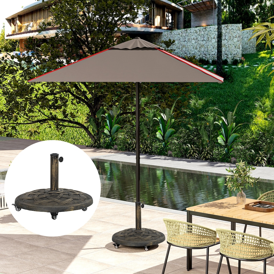 Image 981090_ALTMORE7.jpg, Product 981-090 / Price $79.99, Outsunny Round Patio Umbrella Base with Wheels, Resin Umbrella Stand Bronze from Outsunny on TSC.ca's Home & Garden department