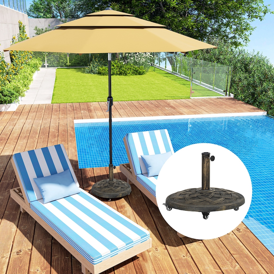 Image 981090_ALTMORE8.jpg, Product 981-090 / Price $79.99, Outsunny Round Patio Umbrella Base with Wheels, Resin Umbrella Stand Bronze from Outsunny on TSC.ca's Home & Garden department