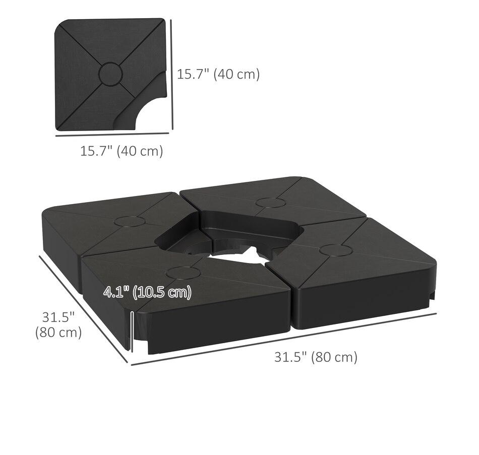 Image 981093_ALTMORE2.jpg, Product 981-093 / Price $84.99, Outsunny Umbrella Weights for Cantilever Parasols, Set of 4 Parasol Base Weights, Black from Outsunny on TSC.ca's Home & Garden department