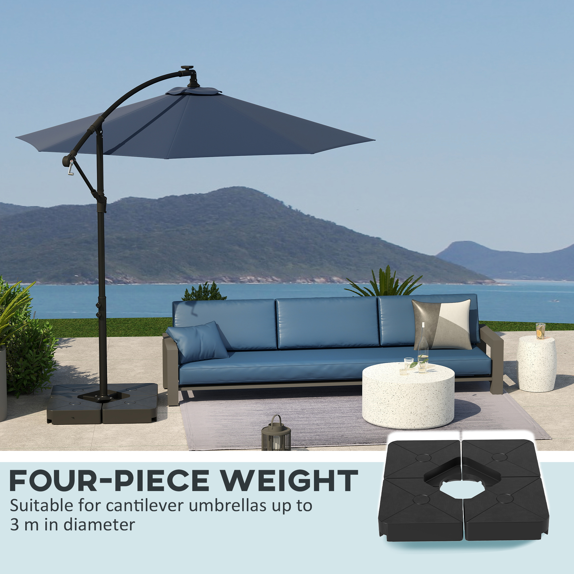 Image 981093_ALTMORE3.jpg, Product 981-093 / Price $89.99, Outsunny Umbrella Weights for Cantilever Parasols, Set of 4 Parasol Base Weights, Black from Outsunny on TSC.ca's Home & Garden department