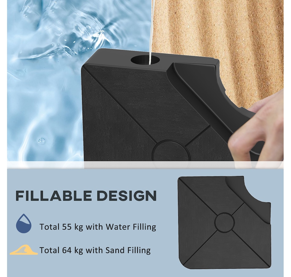 Image 981093_ALTMORE4.jpg, Product 981-093 / Price $84.99, Outsunny Umbrella Weights for Cantilever Parasols, Set of 4 Parasol Base Weights, Black from Outsunny on TSC.ca's Home & Garden department