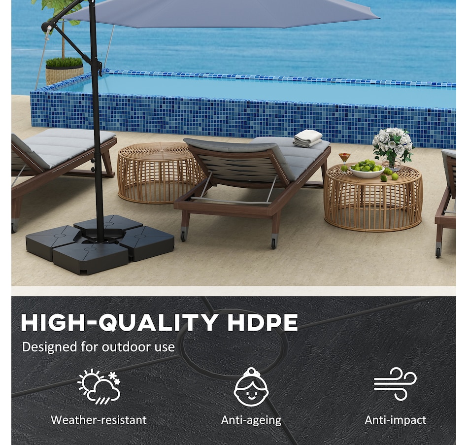 Image 981093_ALTMORE5.jpg, Product 981-093 / Price $84.99, Outsunny Umbrella Weights for Cantilever Parasols, Set of 4 Parasol Base Weights, Black from Outsunny on TSC.ca's Home & Garden department