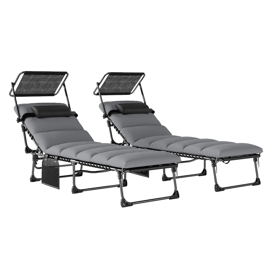 Image 981099.jpg, Product 981-099 / Price $229.99, Outsunny Chaise Lounge Chairs, 2 PCS Folding Lounge Chairs with Canopy from Outsunny on TSC.ca's Home & Garden department