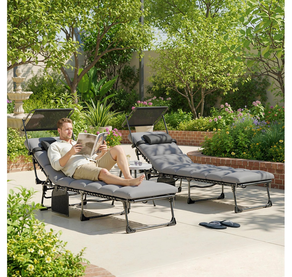 Image 981099_ALTMORE1.jpg, Product 981-099 / Price $229.99, Outsunny Chaise Lounge Chairs, 2 PCS Folding Lounge Chairs with Canopy from Outsunny on TSC.ca's Home & Garden department