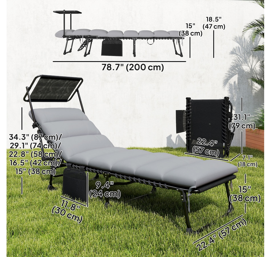 Image 981099_ALTMORE2.jpg, Product 981-099 / Price $229.99, Outsunny Chaise Lounge Chairs, 2 PCS Folding Lounge Chairs with Canopy from Outsunny on TSC.ca's Home & Garden department