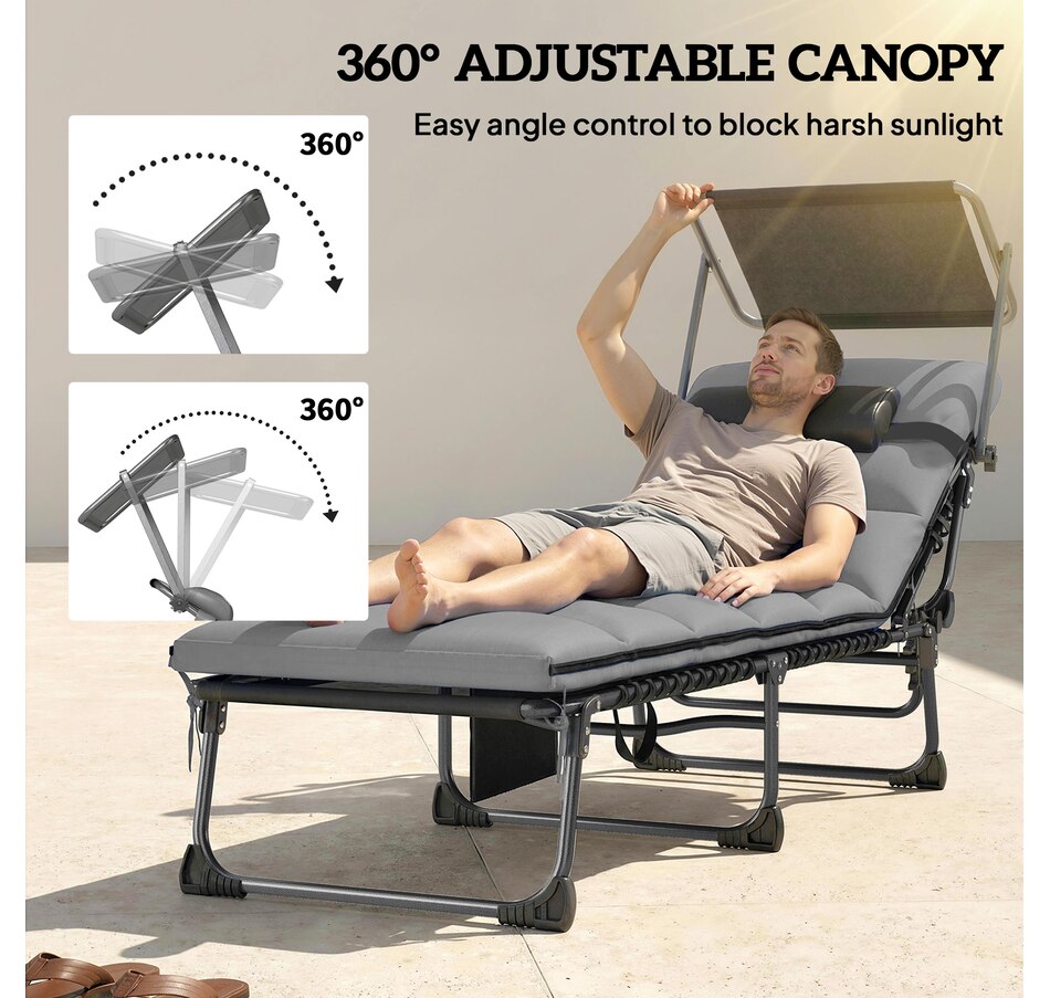 Image 981099_ALTMORE3.jpg, Product 981-099 / Price $229.99, Outsunny Chaise Lounge Chairs, 2 PCS Folding Lounge Chairs with Canopy from Outsunny on TSC.ca's Home & Garden department