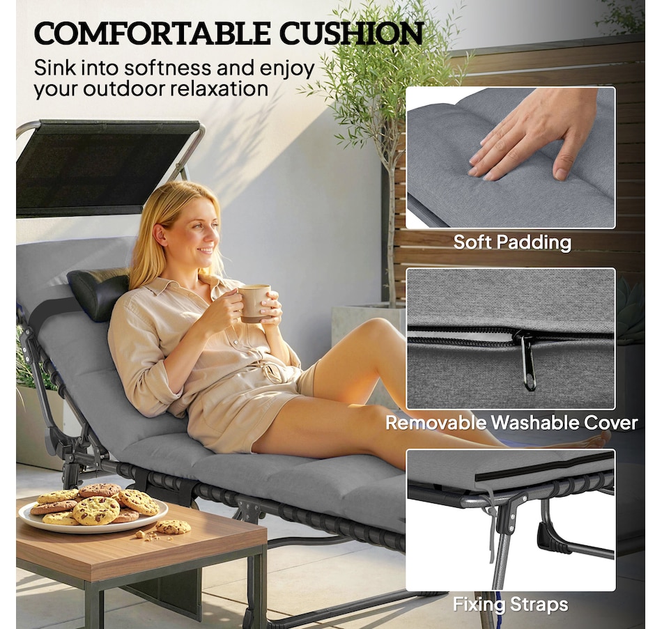 Image 981099_ALTMORE5.jpg, Product 981-099 / Price $229.99, Outsunny Chaise Lounge Chairs, 2 PCS Folding Lounge Chairs with Canopy from Outsunny on TSC.ca's Home & Garden department