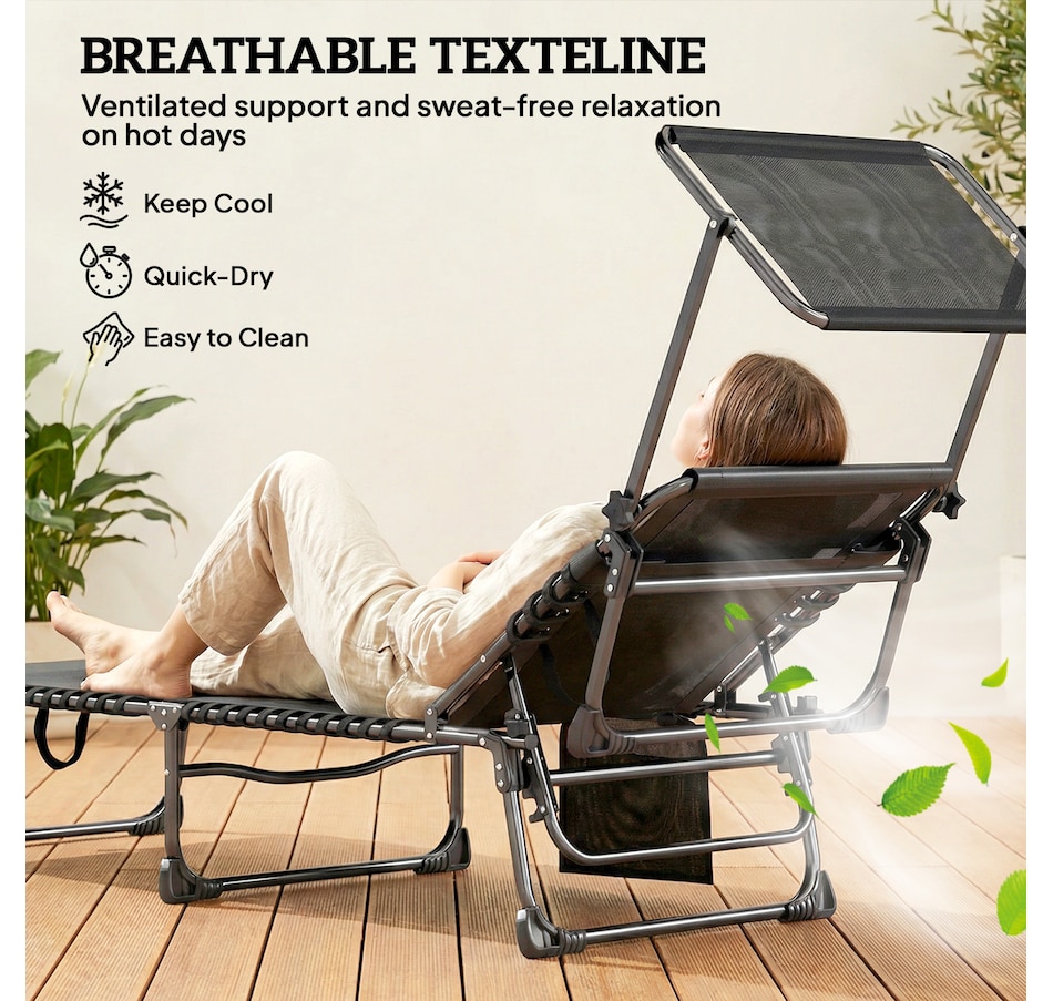 Image 981099_ALTMORE6.jpg, Product 981-099 / Price $229.99, Outsunny Chaise Lounge Chairs, 2 PCS Folding Lounge Chairs with Canopy from Outsunny on TSC.ca's Home & Garden department
