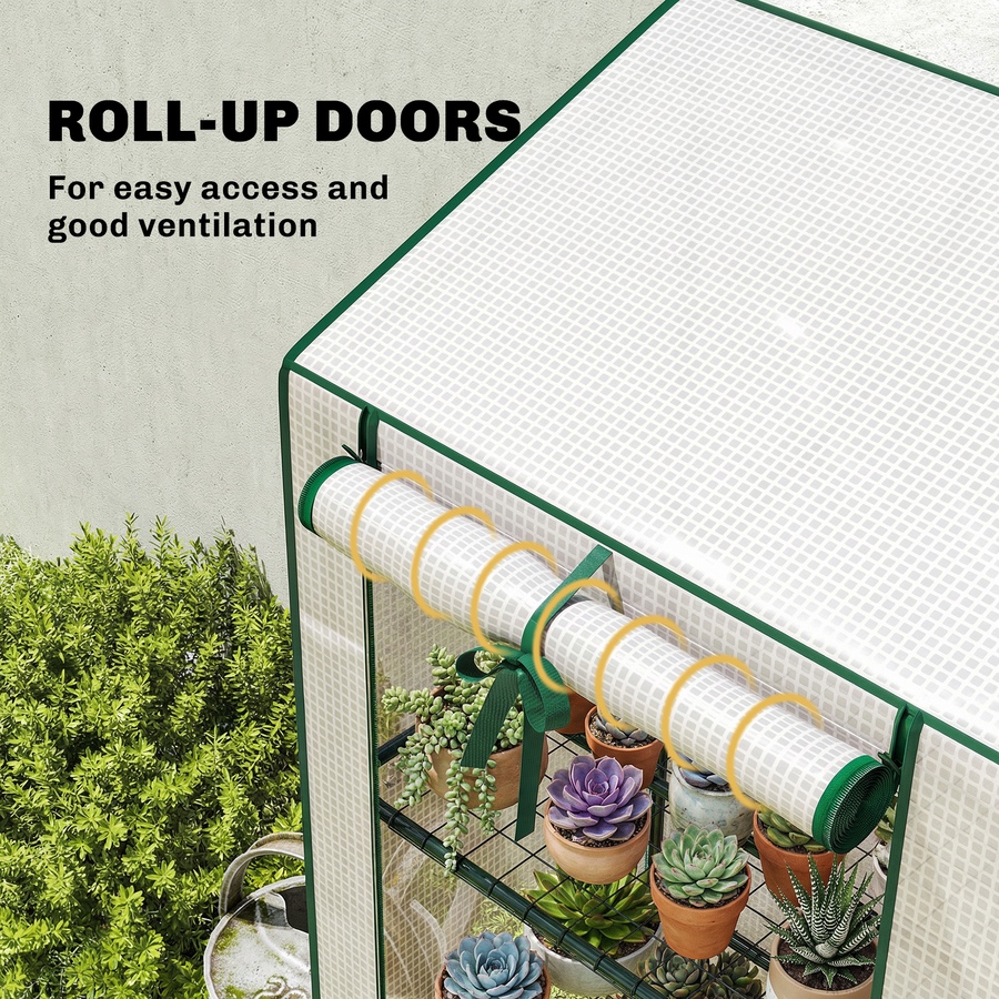 Image 981113_ALTMORE5.jpg, Product 981-113 / Price $64.99, Outsunny Mini Greenhouse with 3 Tier 6 Shelves Portable Green House, White from Outsunny on TSC.ca's Home & Garden department