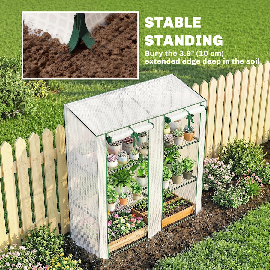 Image 981113_ALTMORE6.jpg, Product 981-113 / Price $64.99, Outsunny Mini Greenhouse with 3 Tier 6 Shelves Portable Green House, White from Outsunny on TSC.ca's Home & Garden department