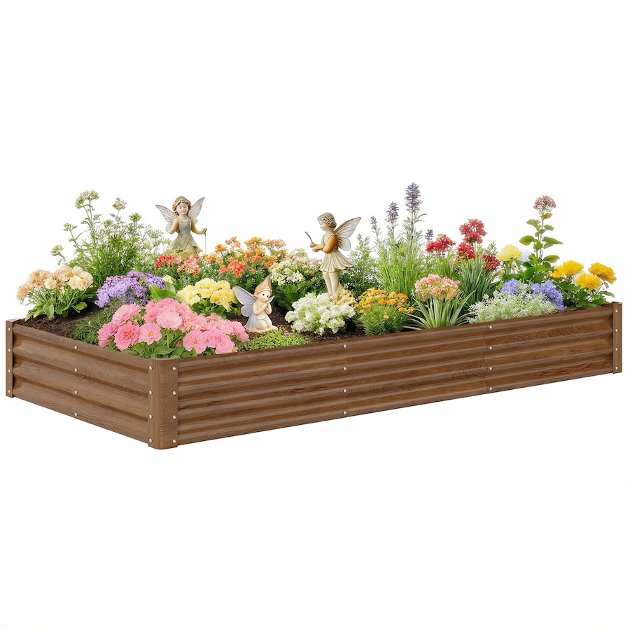 Image 981118.jpg, Product 981-118 / Price $74.99, Outsunny 8x4x1ft Galvanized Raised Garden Bed, Open Bottom Distressed Brown from Outsunny on TSC.ca's Home & Garden department