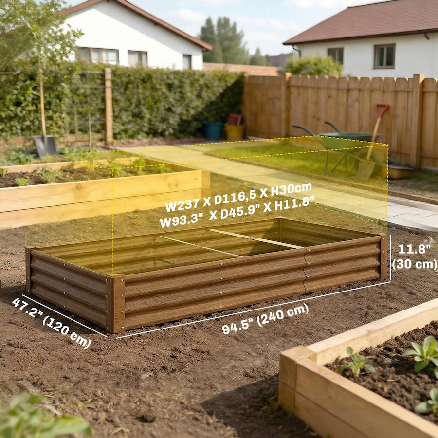 Image 981118_ALTMORE2.jpg, Product 981-118 / Price $74.99, Outsunny 8x4x1ft Galvanized Raised Garden Bed, Open Bottom Distressed Brown from Outsunny on TSC.ca's Home & Garden department