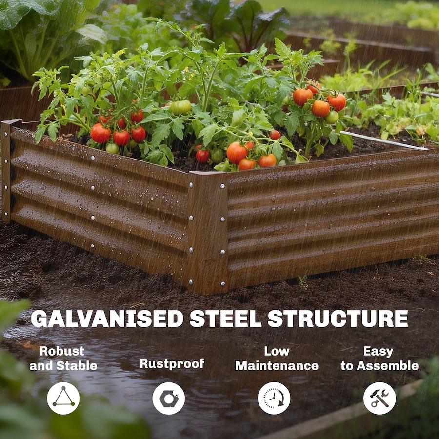 Image 981118_ALTMORE4.jpg, Product 981-118 / Price $74.99, Outsunny 8x4x1ft Galvanized Raised Garden Bed, Open Bottom Distressed Brown from Outsunny on TSC.ca's Home & Garden department