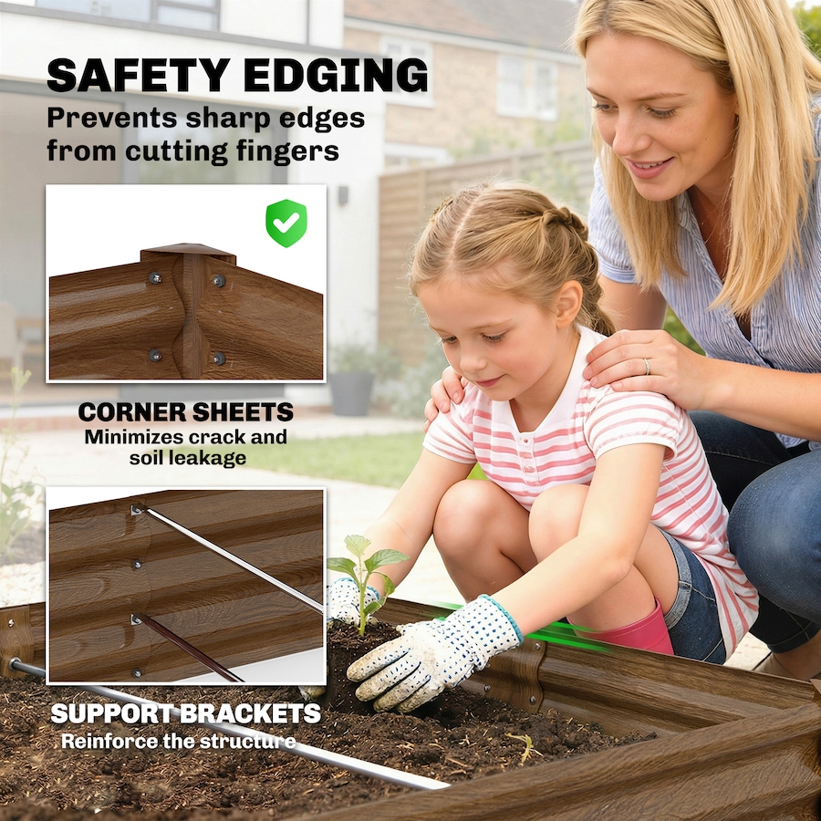Image 981118_ALTMORE6.jpg, Product 981-118 / Price $74.99, Outsunny 8x4x1ft Galvanized Raised Garden Bed, Open Bottom Distressed Brown from Outsunny on TSC.ca's Home & Garden department