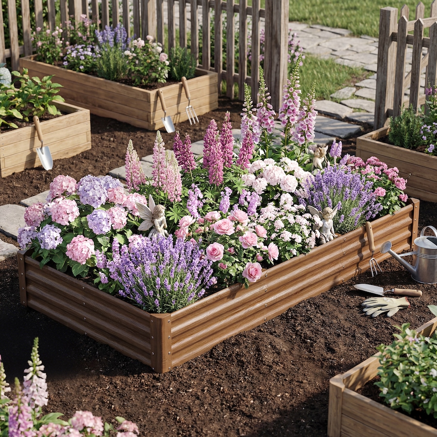 Image 981118_ALTMORE7.jpg, Product 981-118 / Price $74.99, Outsunny 8x4x1ft Galvanized Raised Garden Bed, Open Bottom Distressed Brown from Outsunny on TSC.ca's Home & Garden department