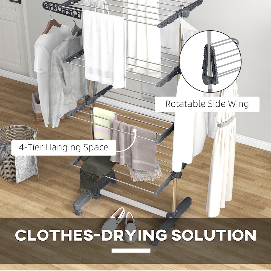 Image 981122_ALTMORE13.jpg, Product 981-122 / Price $59.99 - $73.99, HOMCOM Clothes Drying Rack with Side Wings for Indoor Outdoor from HOMCOM on TSC.ca's Home & Garden department