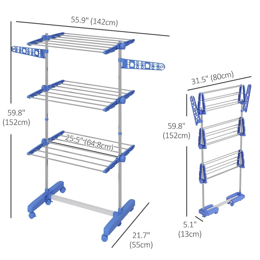 Image 981122_ALTMORE19.jpg, Product 981-122 / Price $59.99 - $73.99, HOMCOM Clothes Drying Rack with Side Wings for Indoor Outdoor from HOMCOM on TSC.ca's Home & Garden department