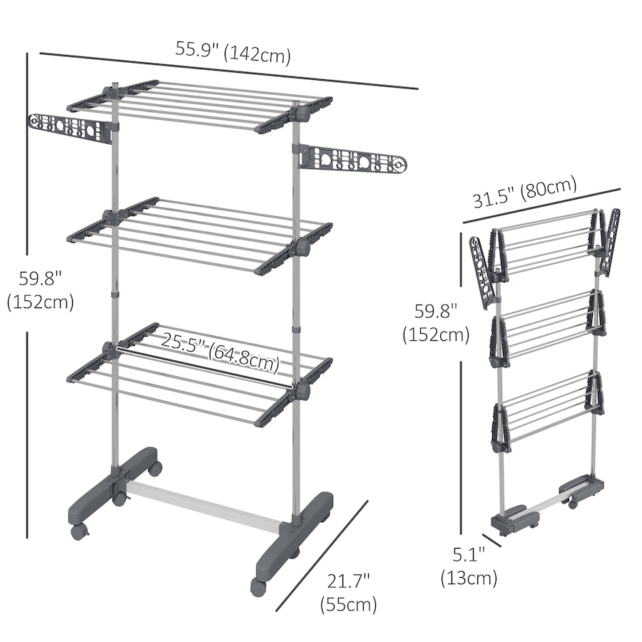 Image 981122_ALTMORE2.jpg, Product 981-122 / Price $59.99 - $73.99, HOMCOM Clothes Drying Rack with Side Wings for Indoor Outdoor from HOMCOM on TSC.ca's Home & Garden department