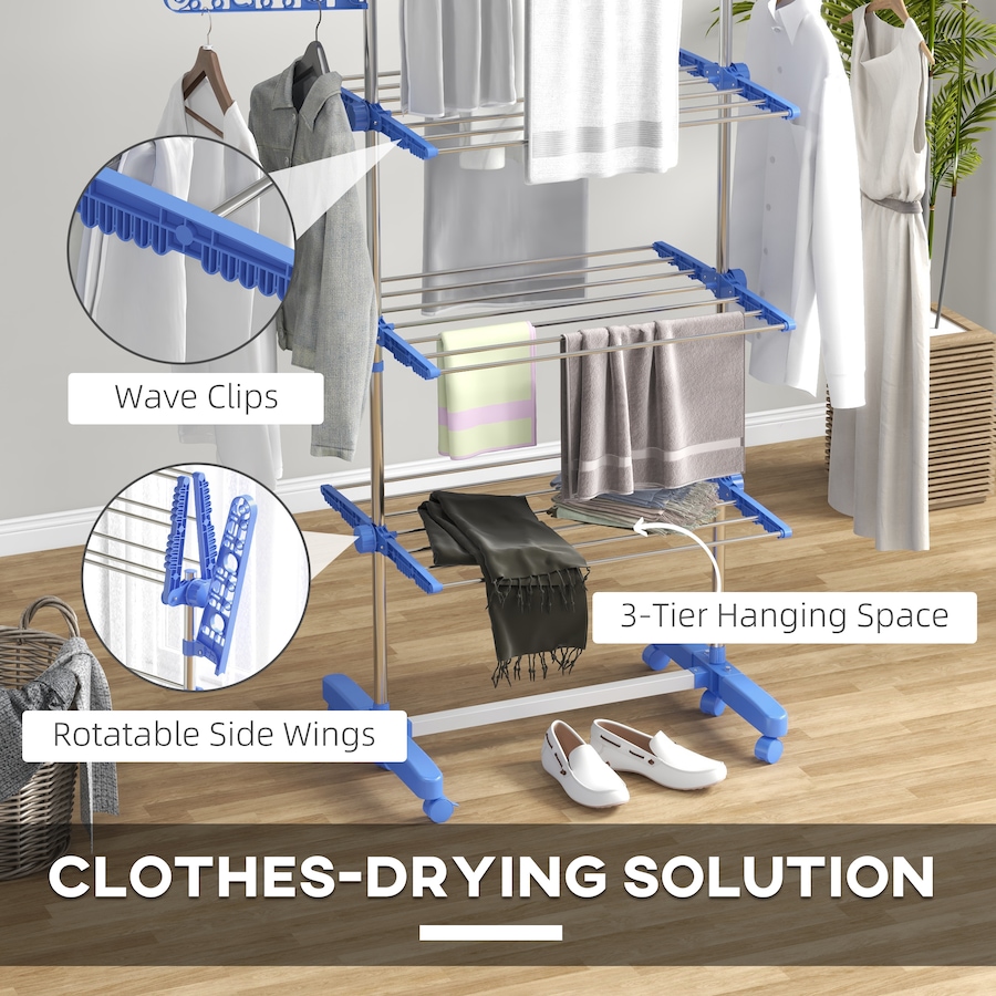Image 981122_ALTMORE21.jpg, Product 981-122 / Price $59.99 - $73.99, HOMCOM Clothes Drying Rack with Side Wings for Indoor Outdoor from HOMCOM on TSC.ca's Home & Garden department